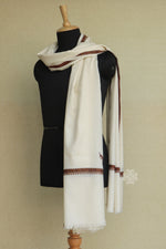 Kashmiri White stole with brown accents