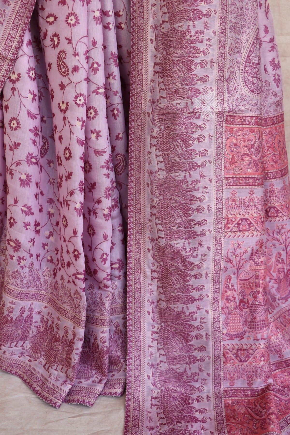 Mauve Pink Kani Chanderi Silk Saree