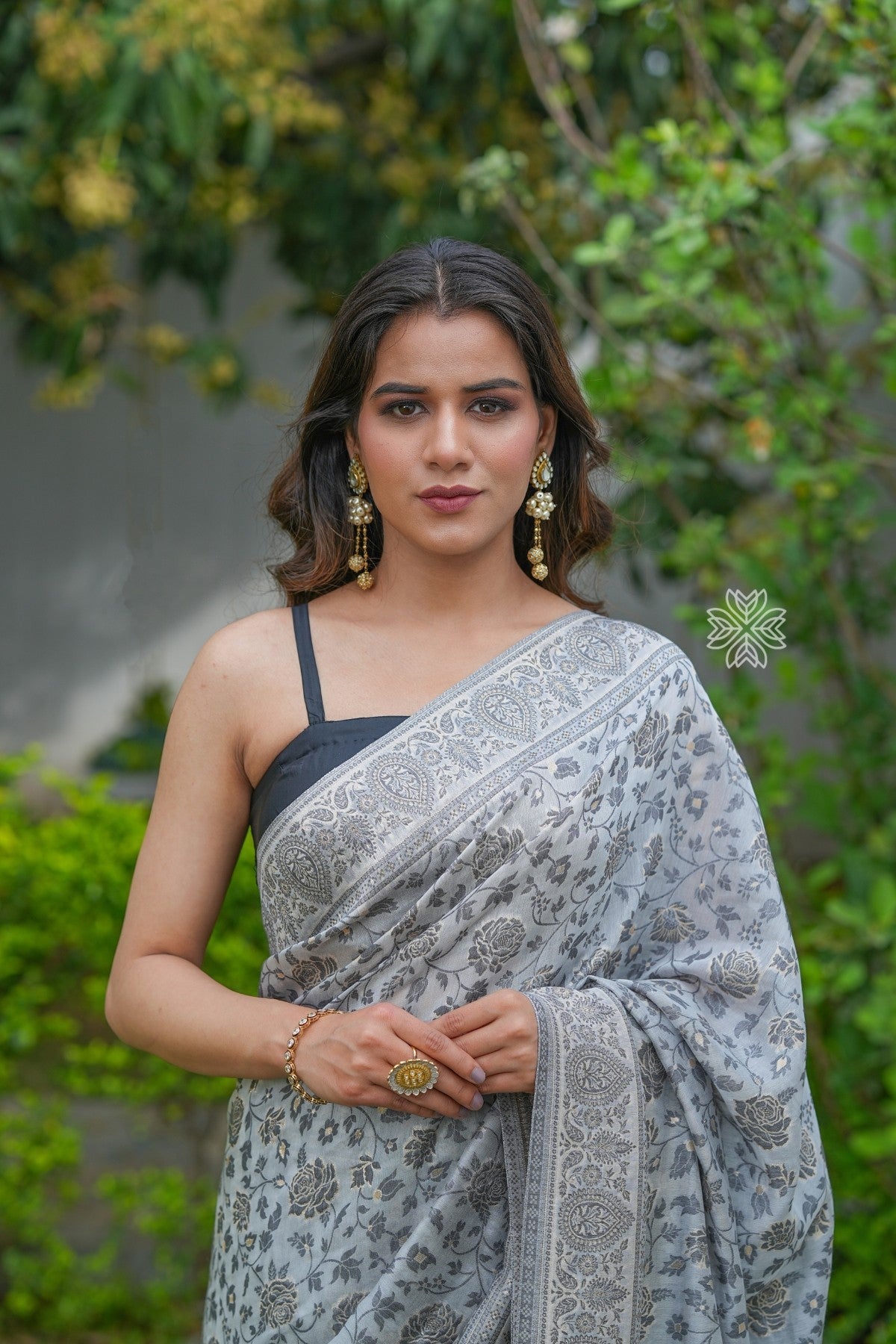 Light Grey Kani Chanderi Silk Saree