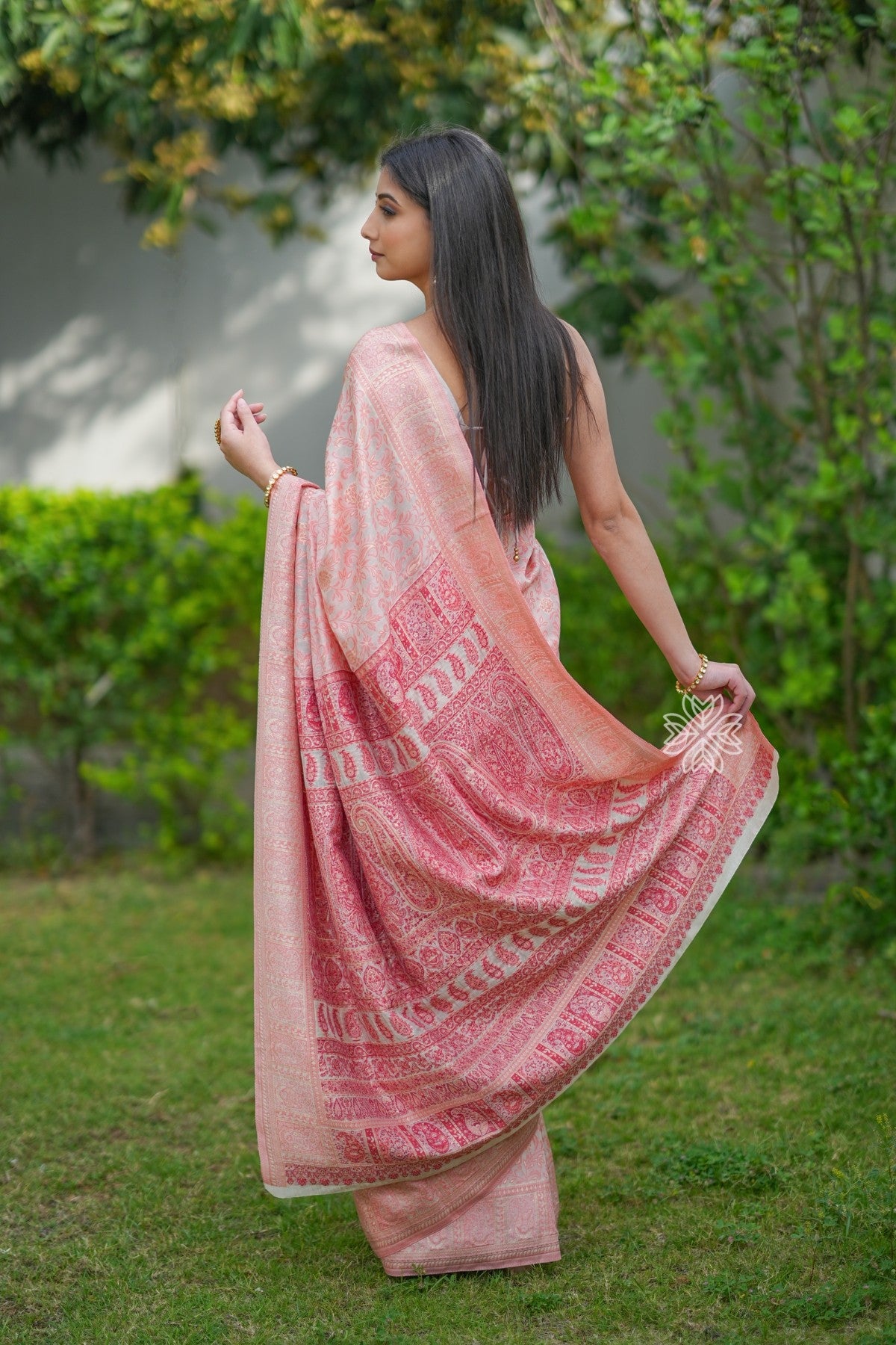 Kashmiri Kani Handwoven Chanderi Silk Saree