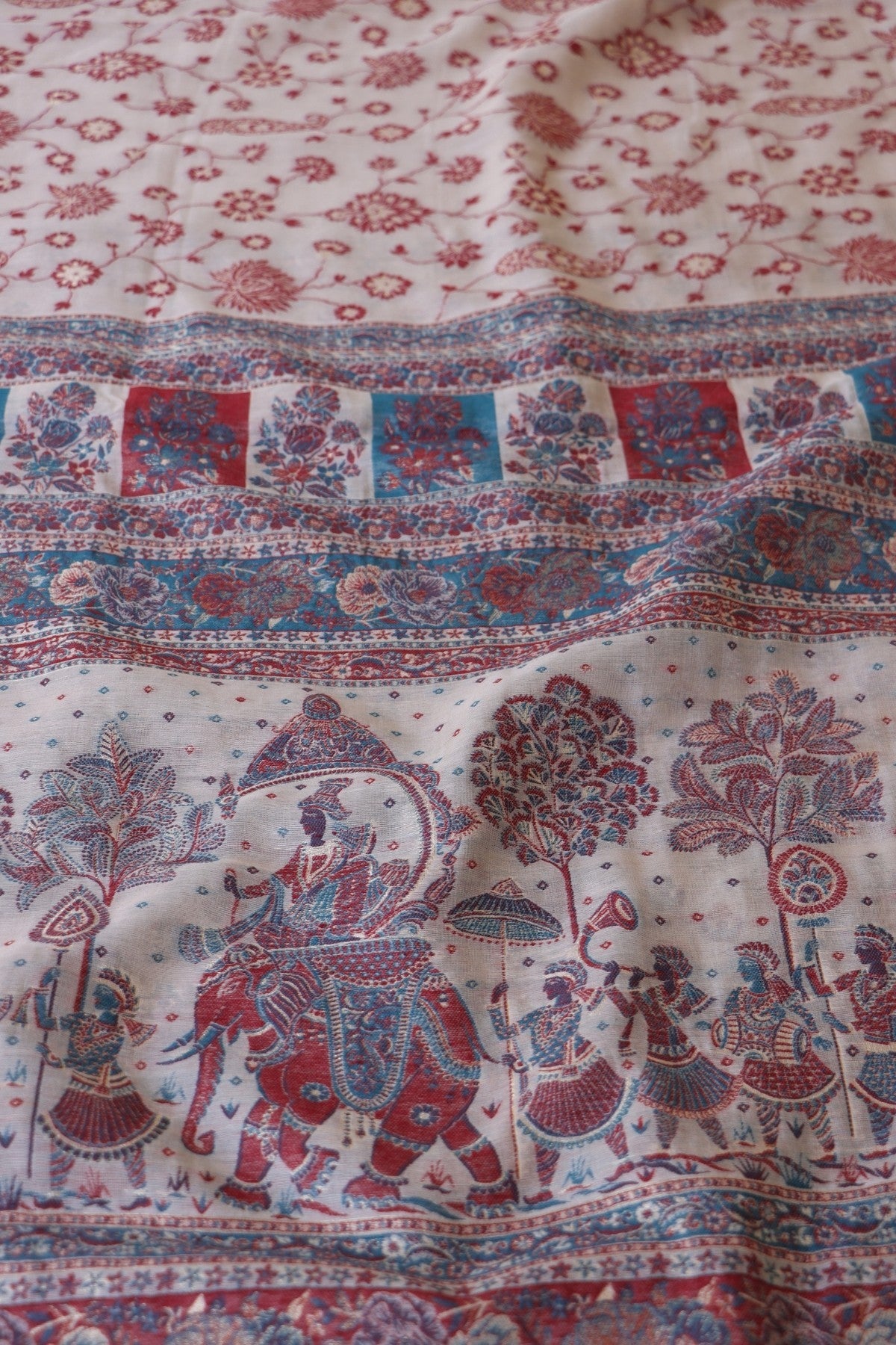 Kashmiri Kani Handwoven Chanderi Silk Saree