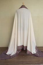Off White Men Fine Wool Jamawar Border Shawl