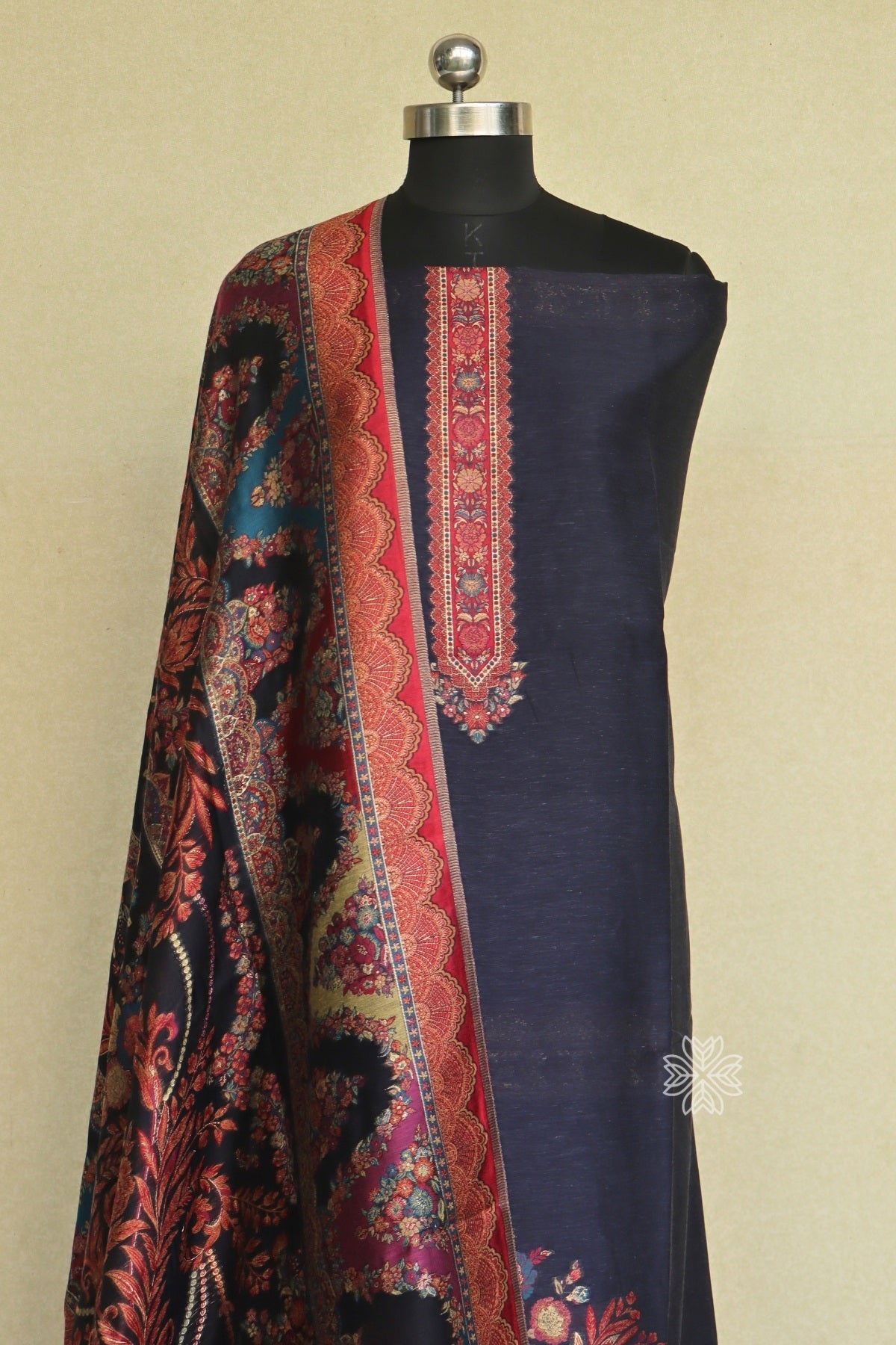 Navy Blue Kani Silk Suit