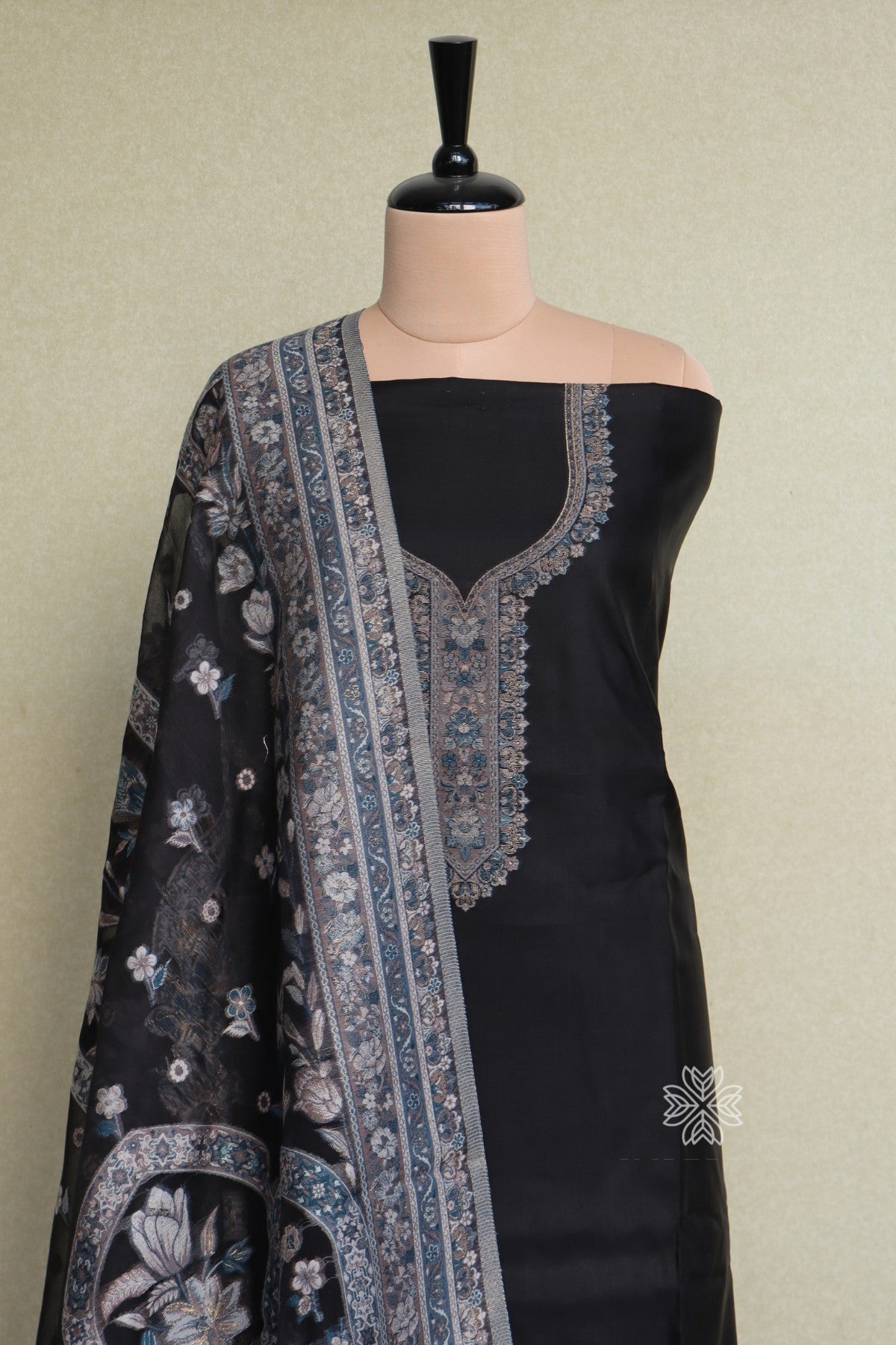 Black Kani Organza Silk Suit