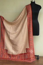 Beige Zari Kani Fine Wool Shawl