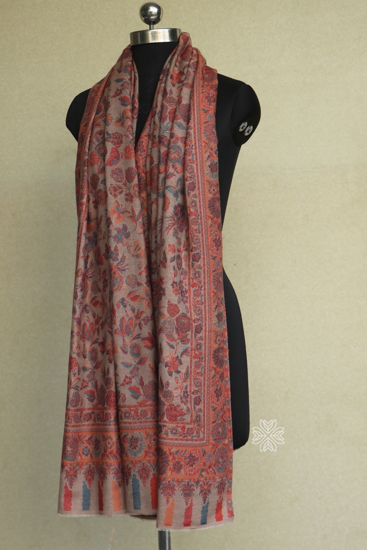 Beige Kani Fine Wool Shawl