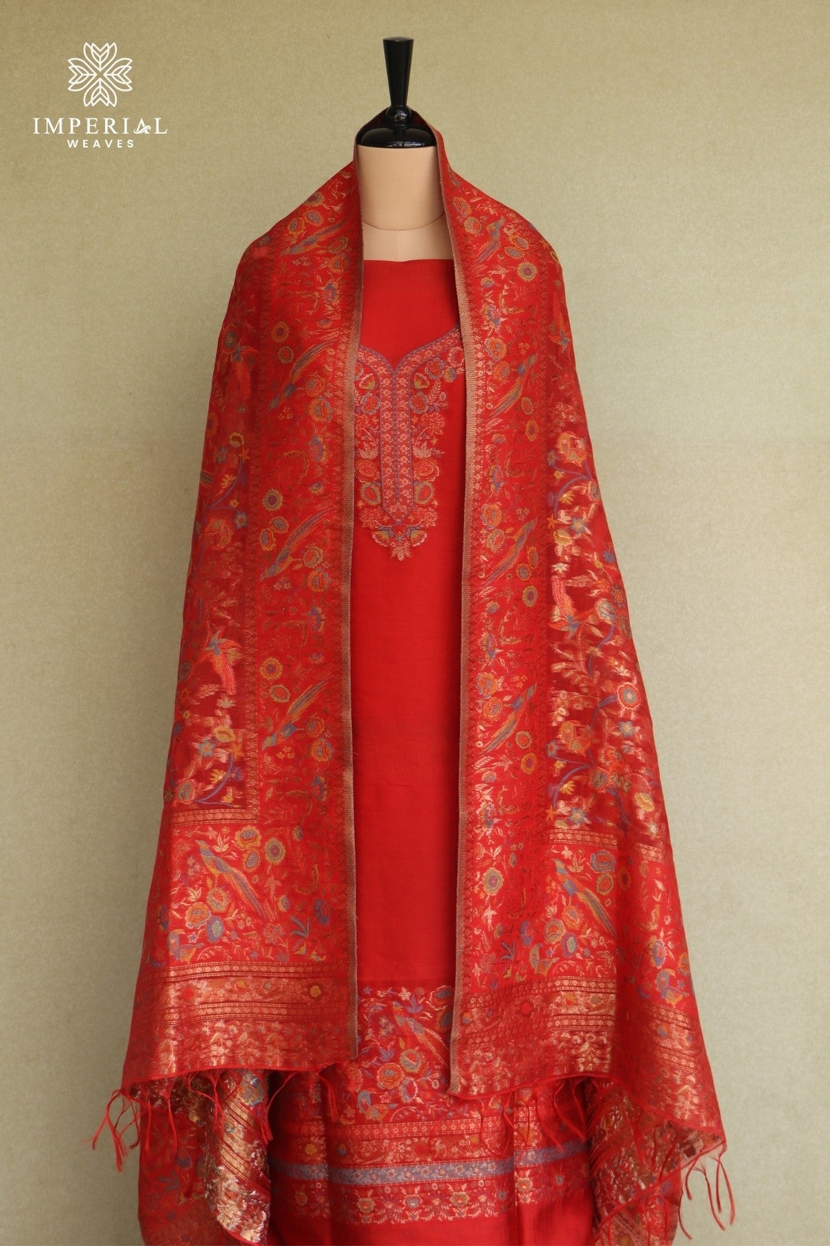 Red Kani Silk Suit