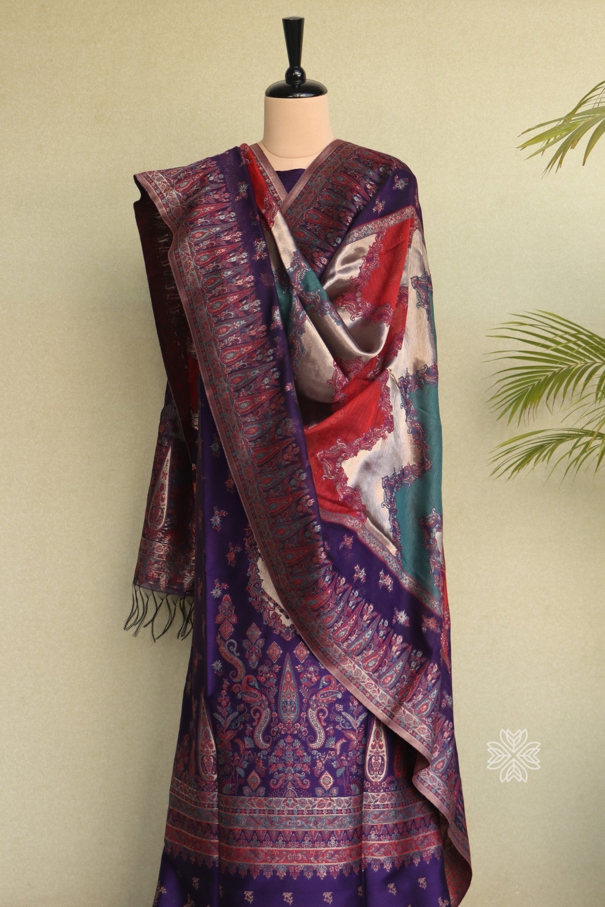 Purple Kani Silk Suit with Zari Dupatta