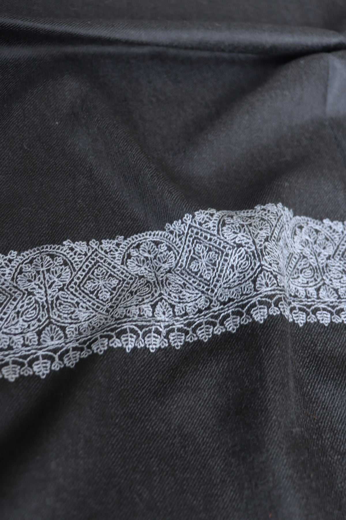 Black shawl with grey border
