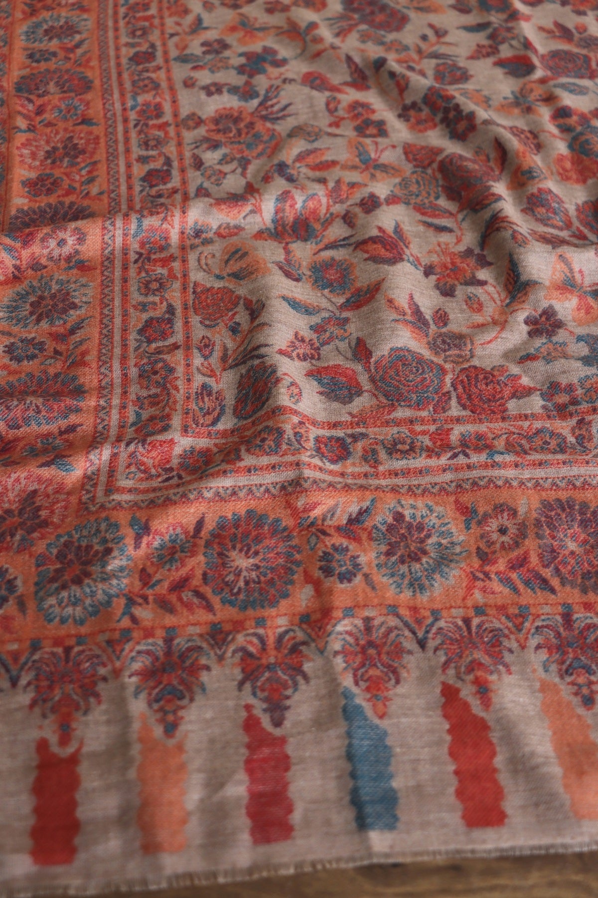 Beige Kani Fine Wool Shawl