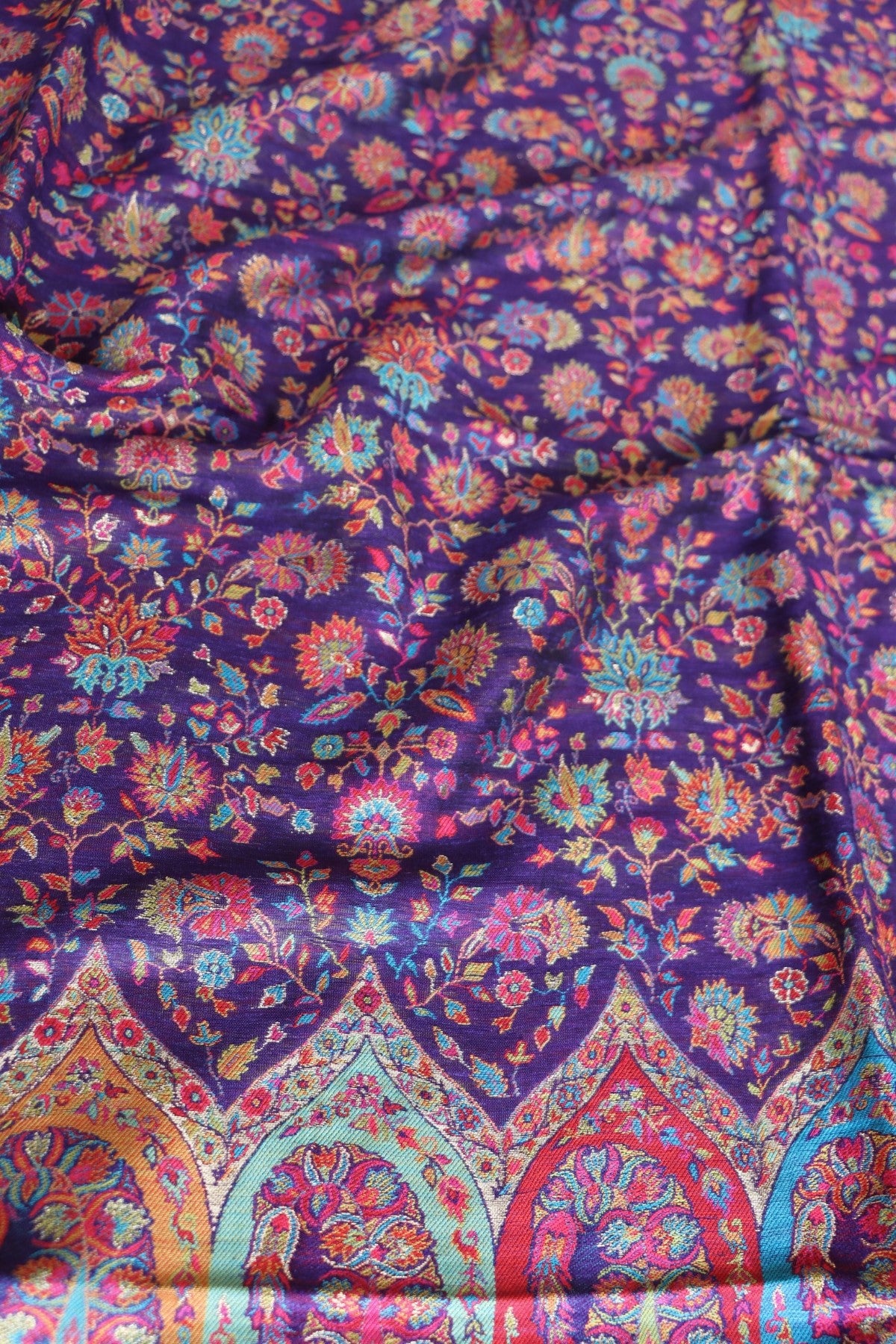 Purple Kani Silk Linen Suit with Zari