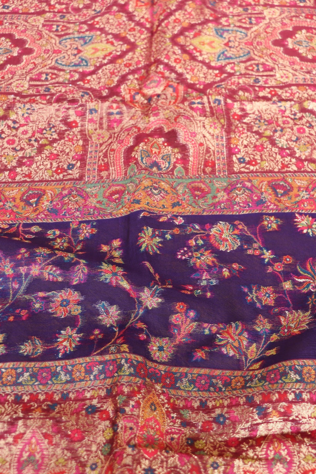 Purple Kani Silk Suit with Allover Dupatta