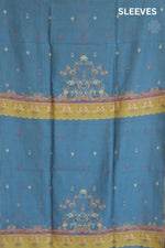 Grey Kani Silk Linen Suit with Floral Dupatta