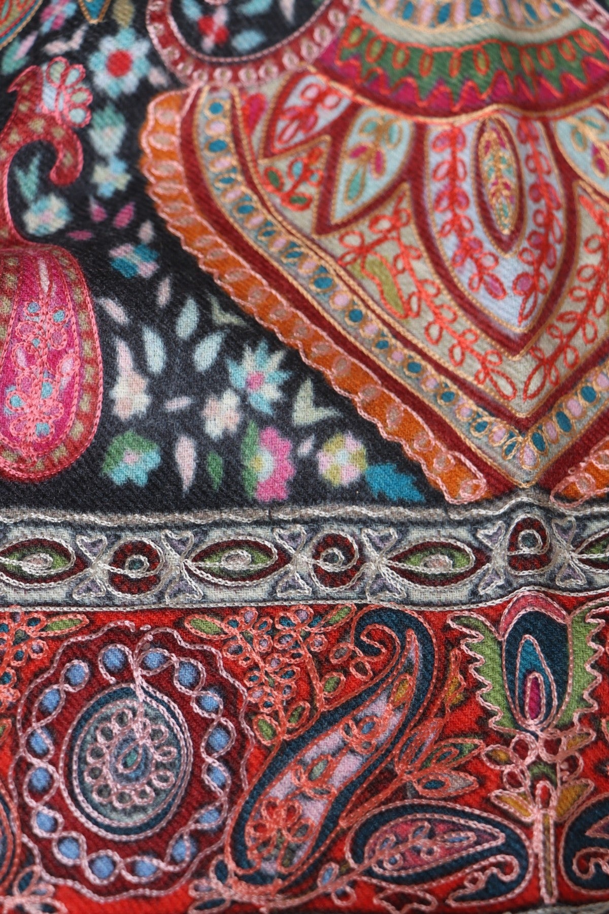 Wool Scarf with Embroidery