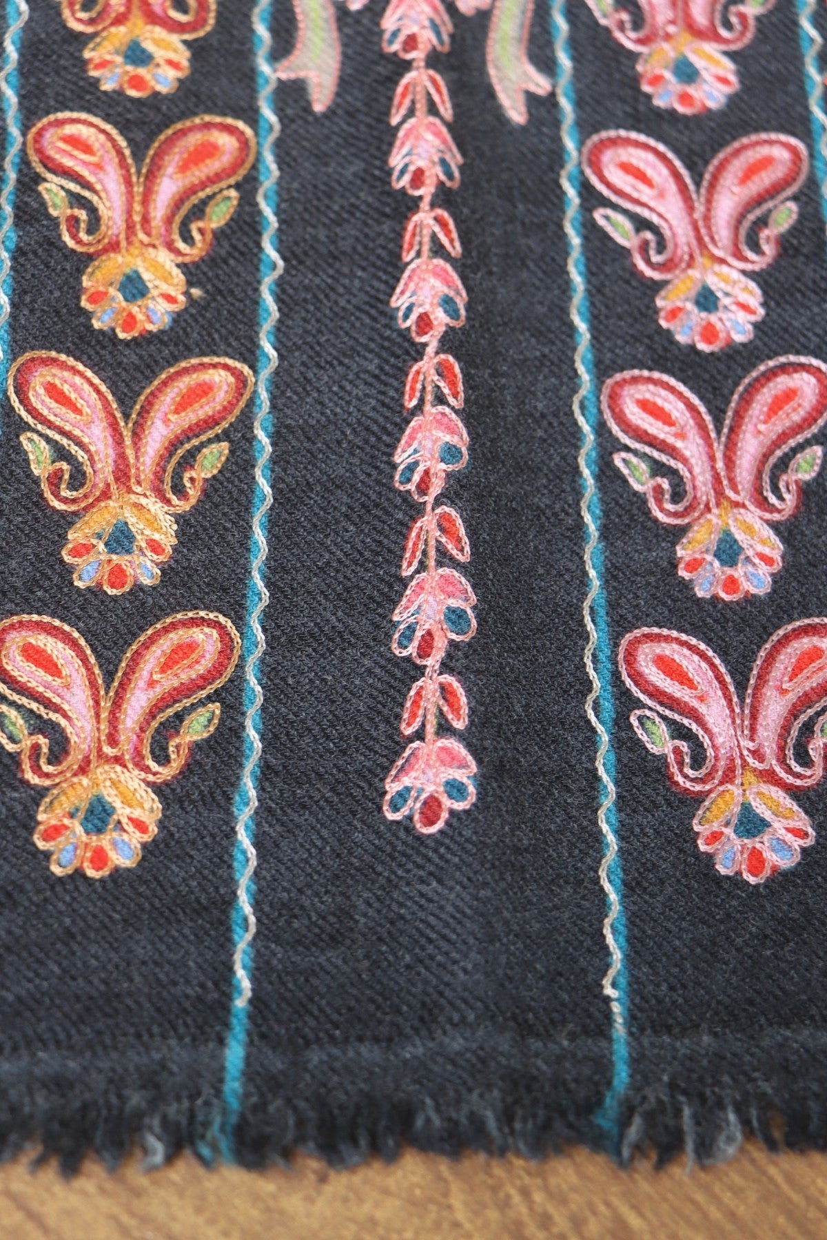 Black Embroidered Stole