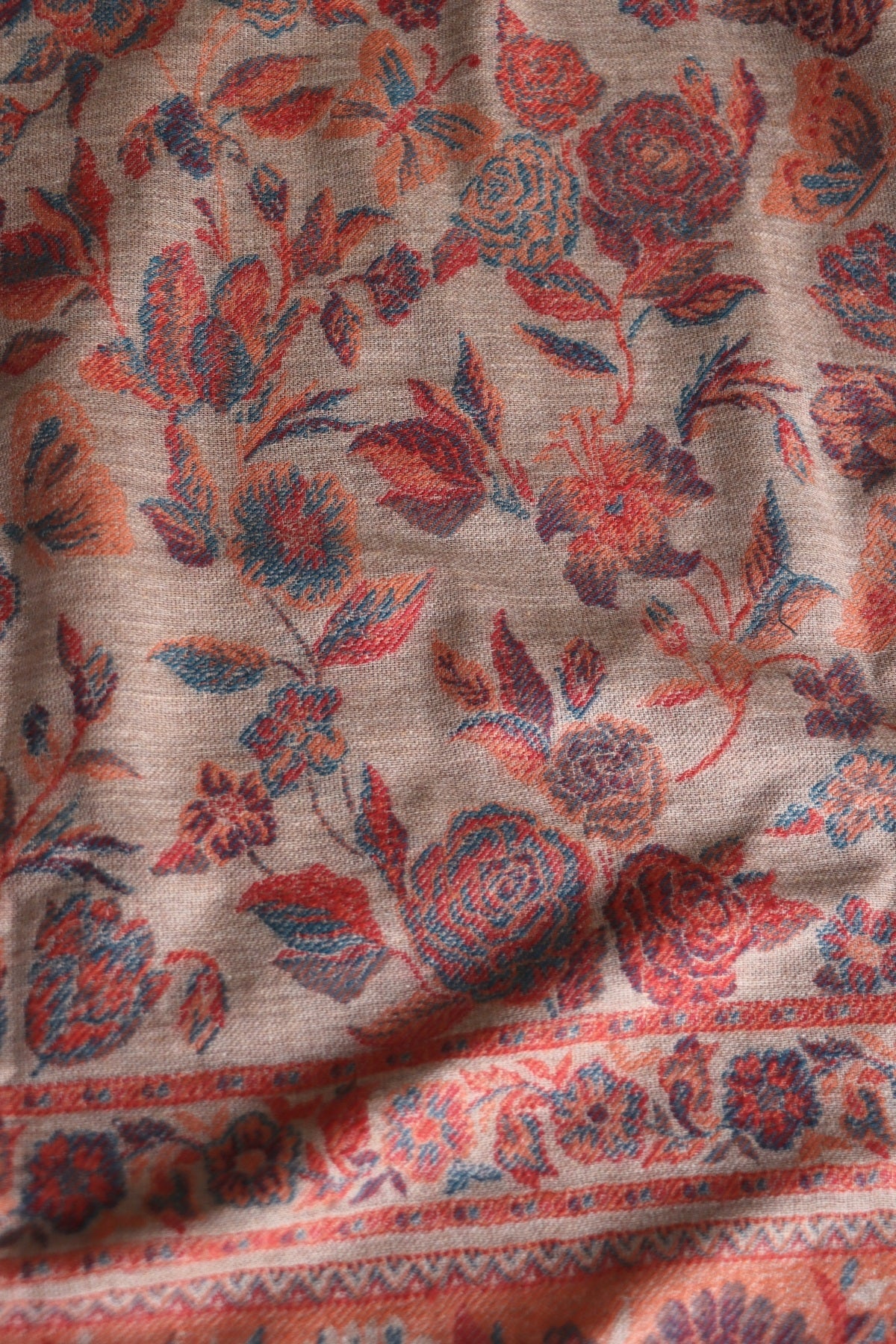 Beige Kani Fine Wool Shawl
