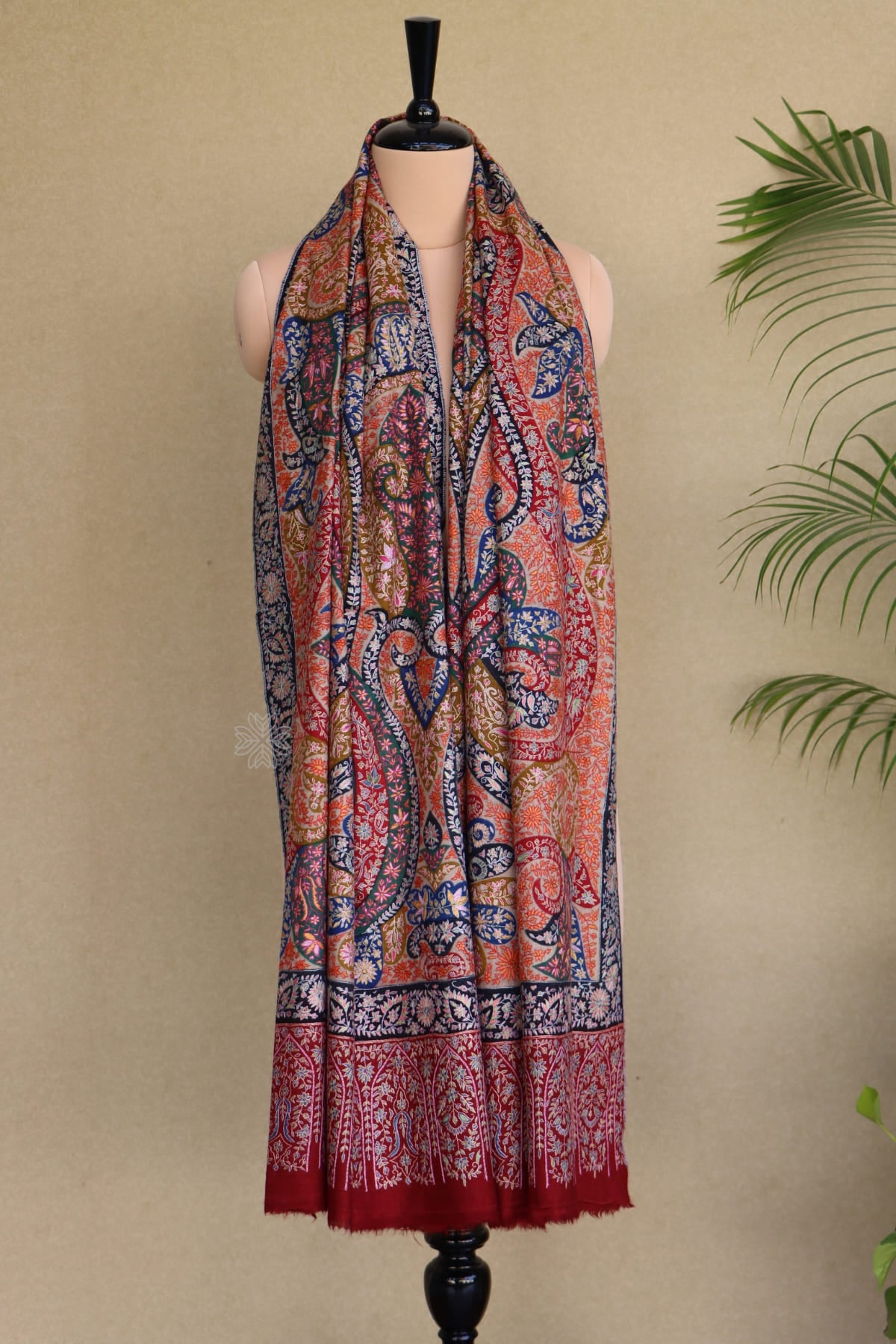 Maroon Kalamkari Pashmina Shawl