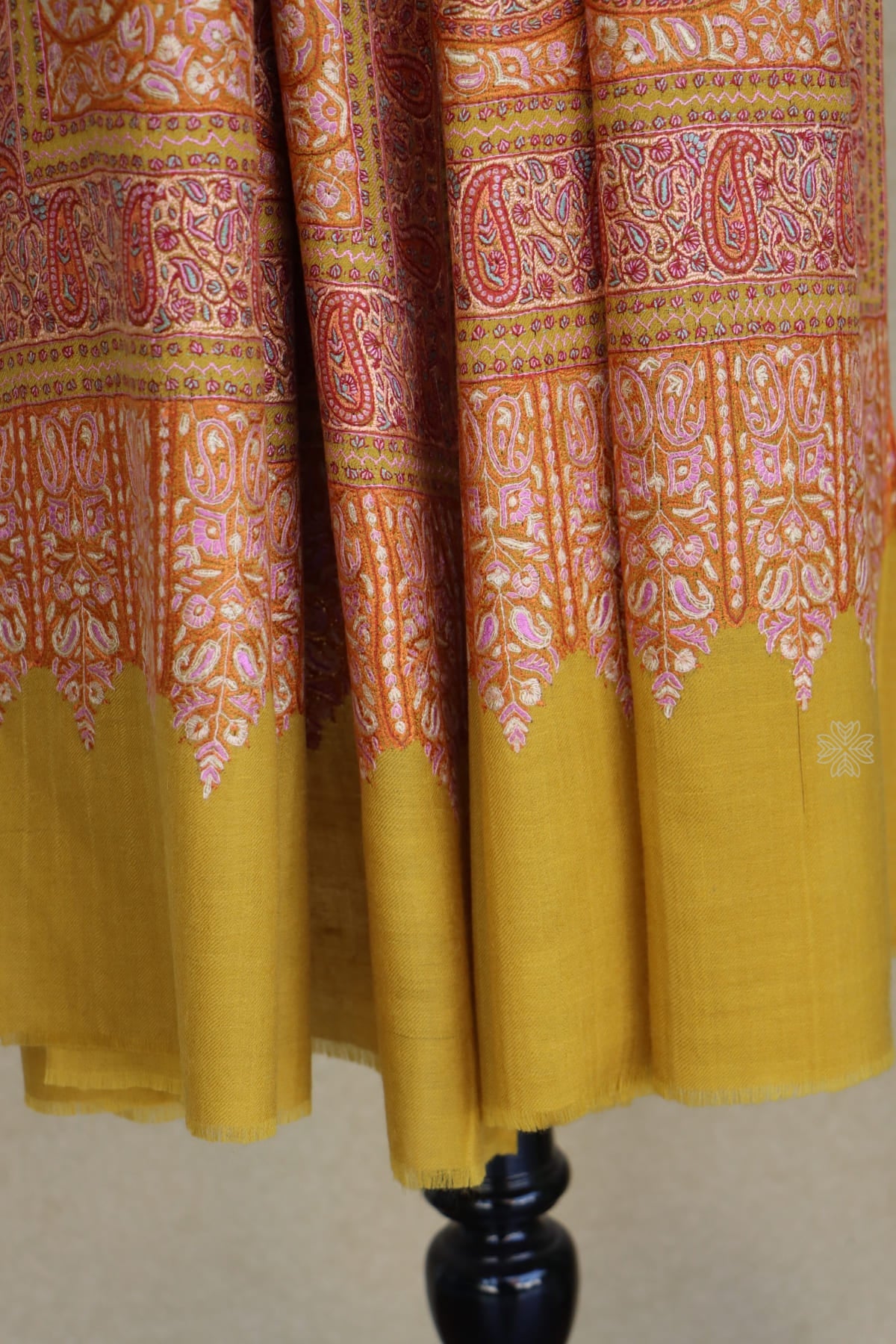 Yellow Sozni Jamawar Pashmina Shawl