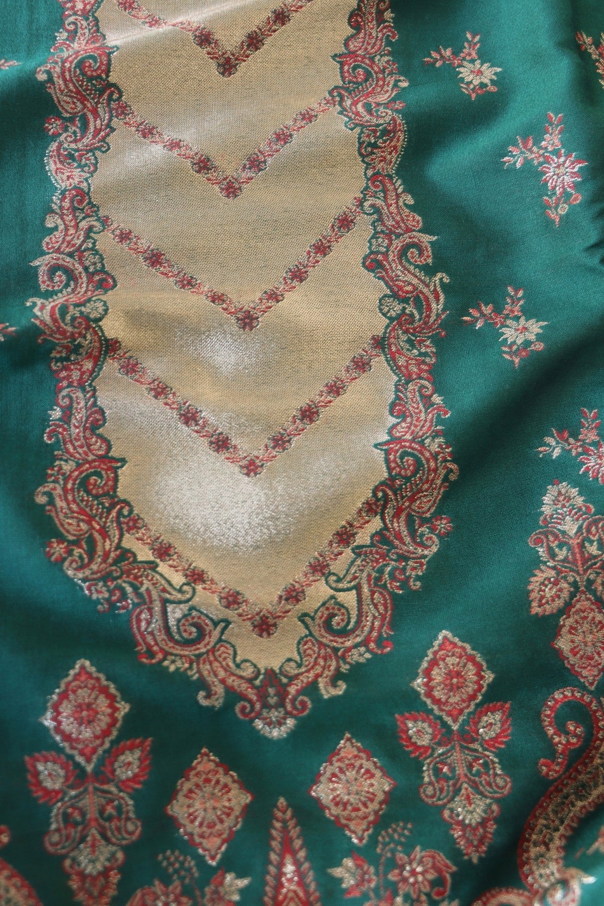 Green Kani Silk Suit with Zari Dupatta