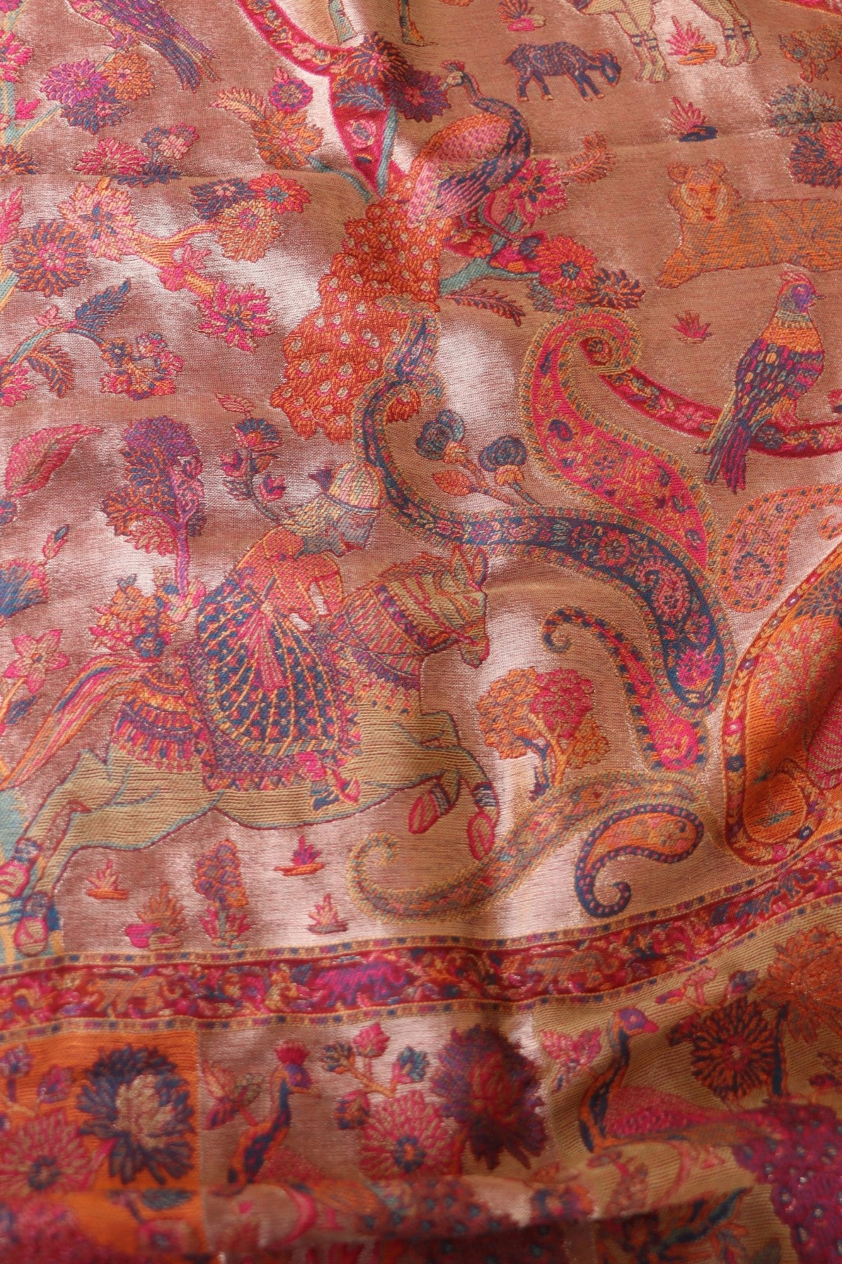 Maroon Kani Silk Suit with Tissue Silk Dupatta