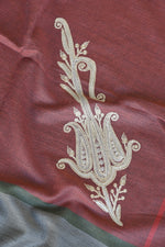 Maroon Fine Wool Zari Embroidered Unstitched Suit