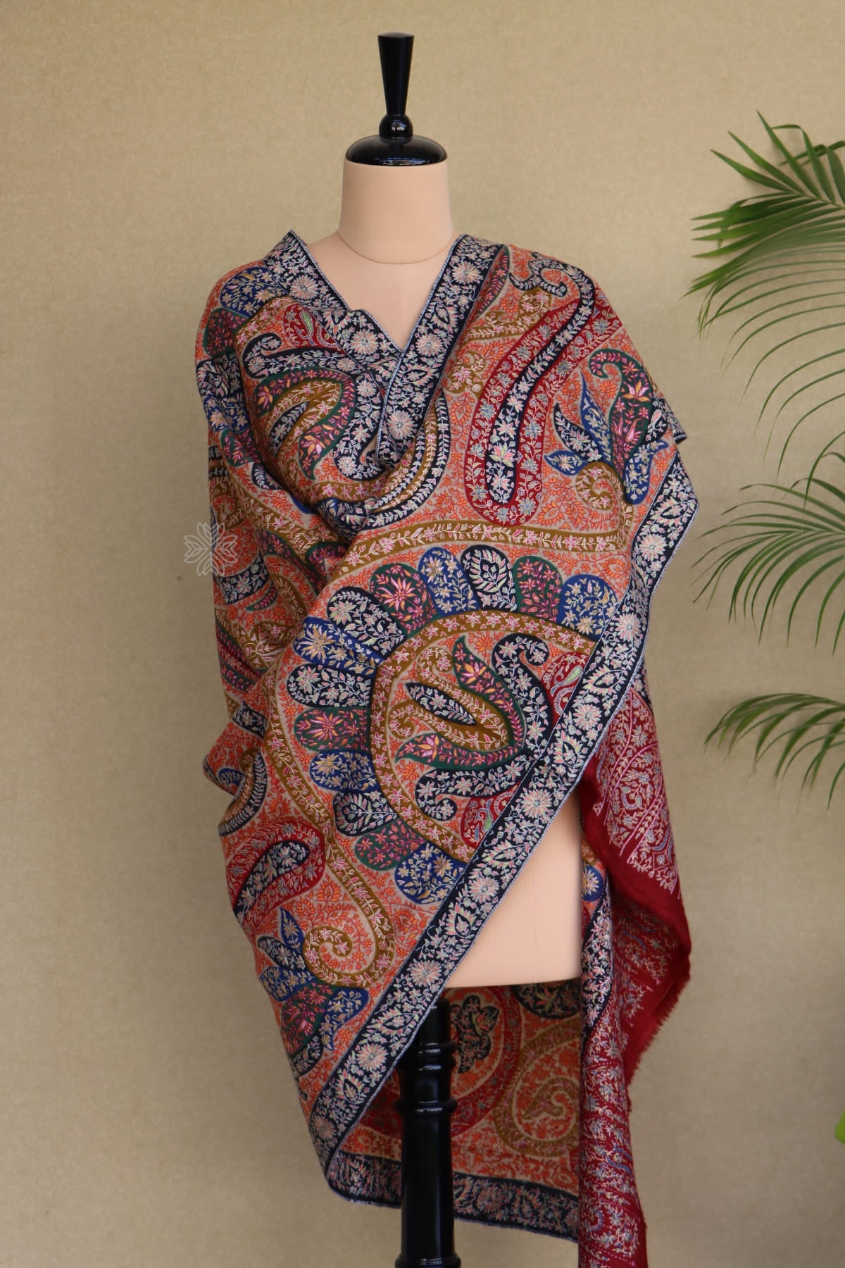 Maroon Kalamkari Pashmina Shawl