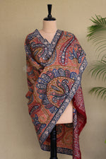 Maroon Kalamkari Pashmina Shawl