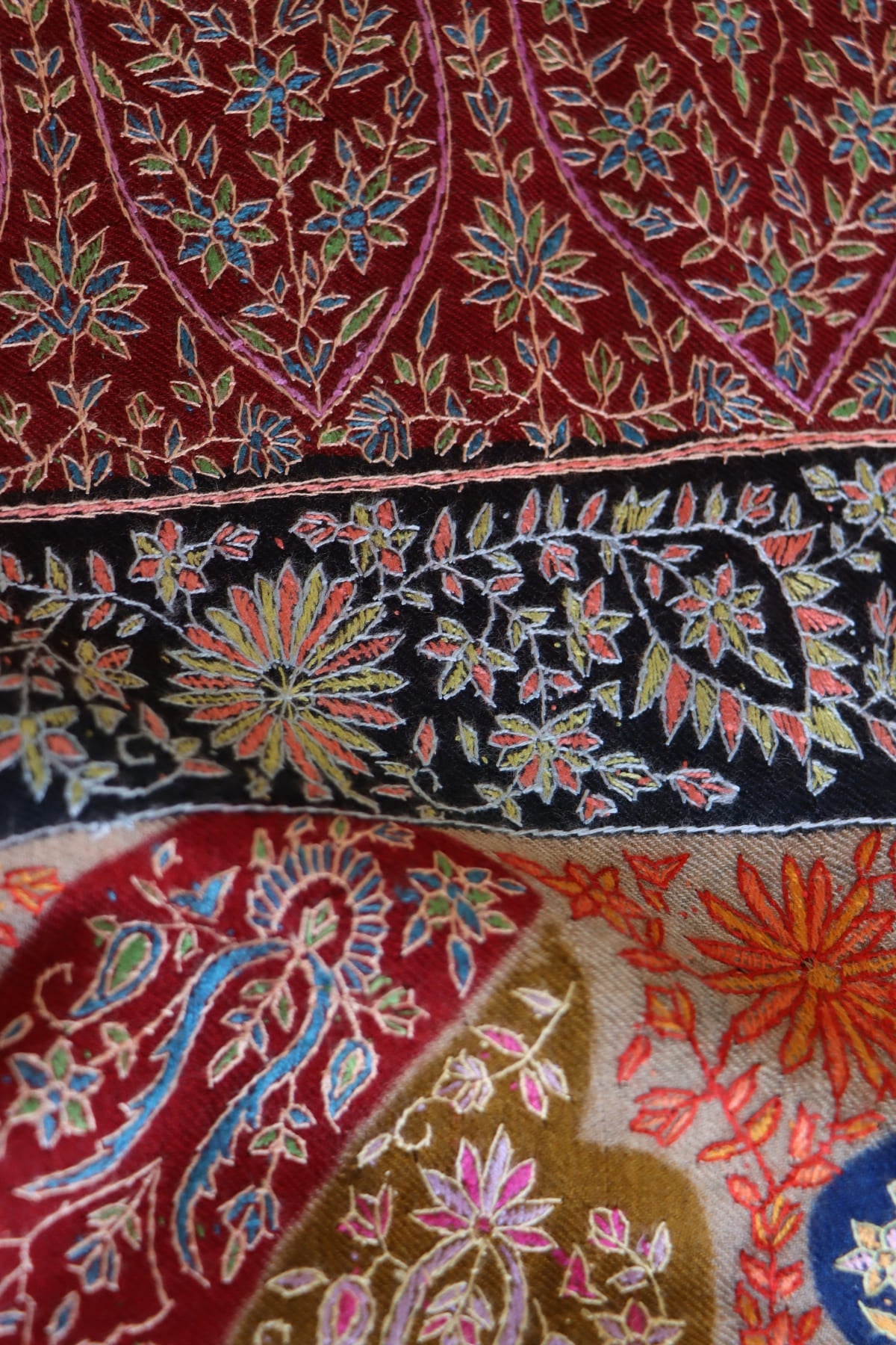 Maroon Kalamkari Pashmina Shawl