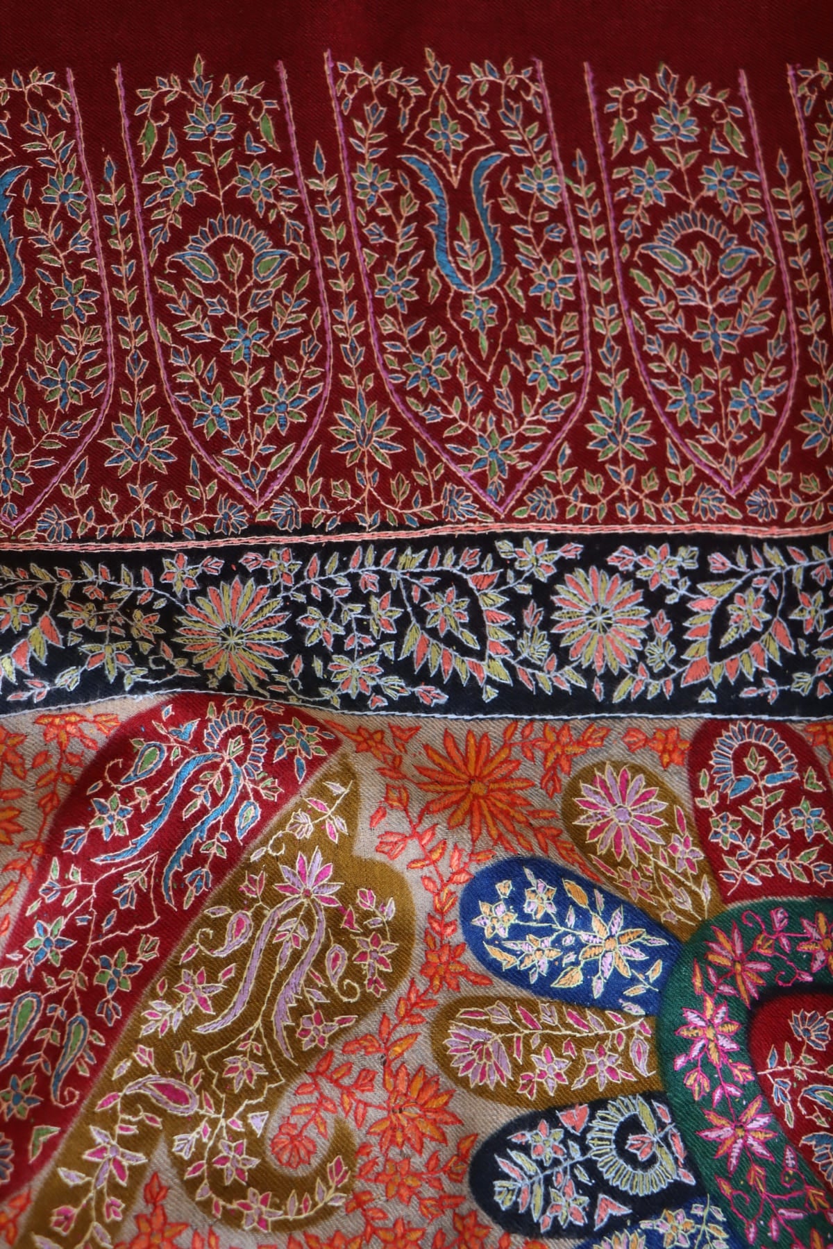 Maroon Kalamkari Pashmina Shawl