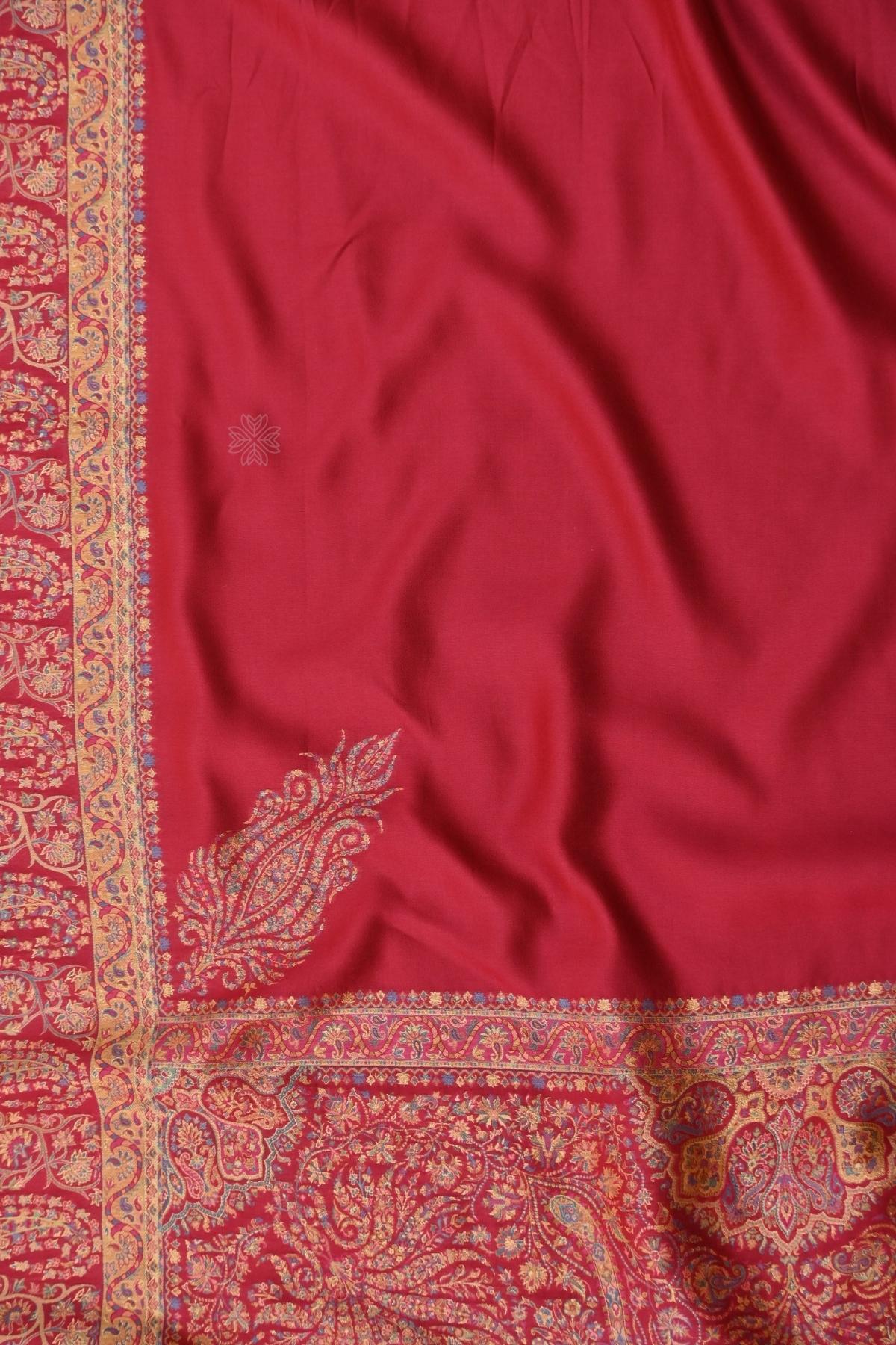 Maroon Kani Jamawar Pallu Silk SareeImperial Weaves