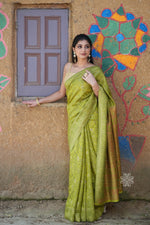 Mehandi Green Kani Chanderi Silk Saree