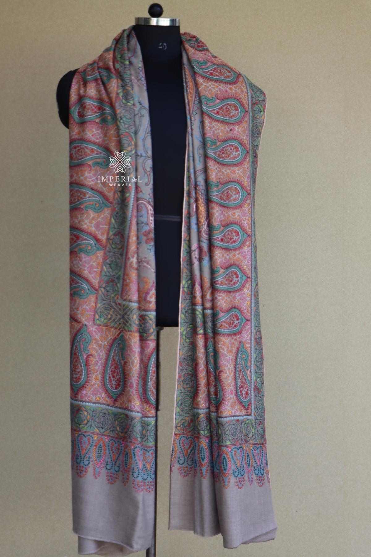 Natural Coloured Sozni Pashmina Shawl