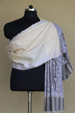 Off White Sozni Pashmina Shawl