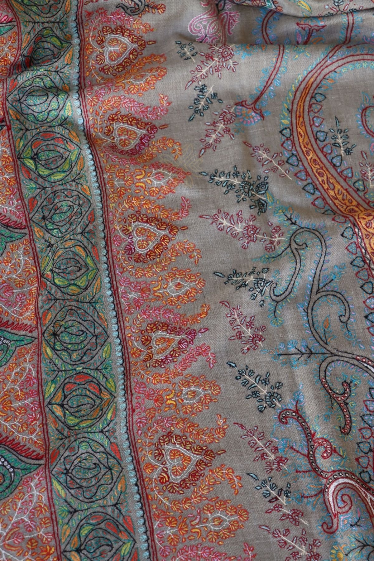 Natural Coloured Sozni Pashmina Shawl