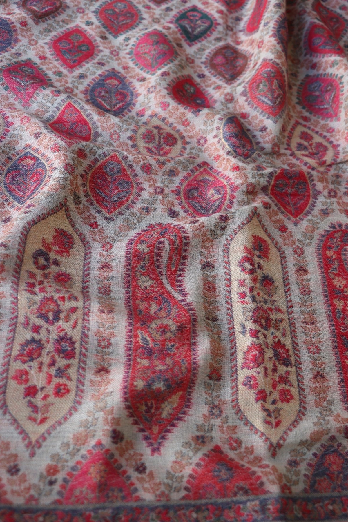 Beige Kani Men Fine Wool Shawl