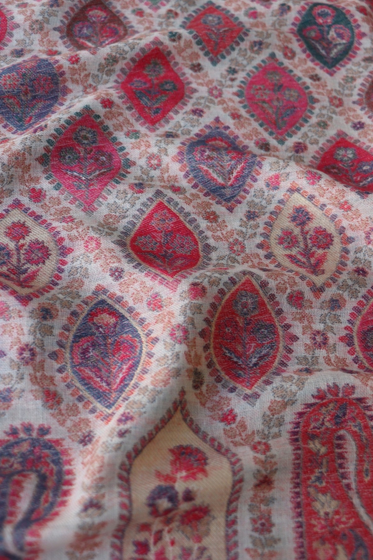 Beige Kani Men Fine Wool Shawl