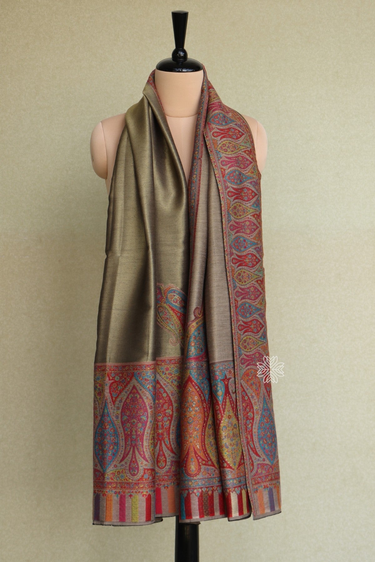 Metallic Zari Embroidered Shawl Wrap