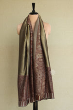 Antique Gold Zari and Beige Kani Fine Wool Shawl