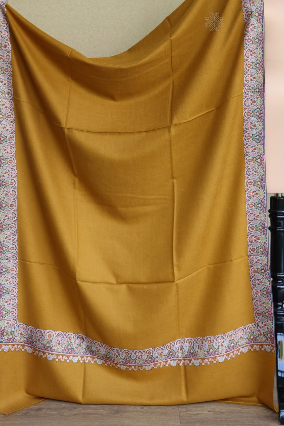 Mustard Yellow Sozni Pashmina Shawl