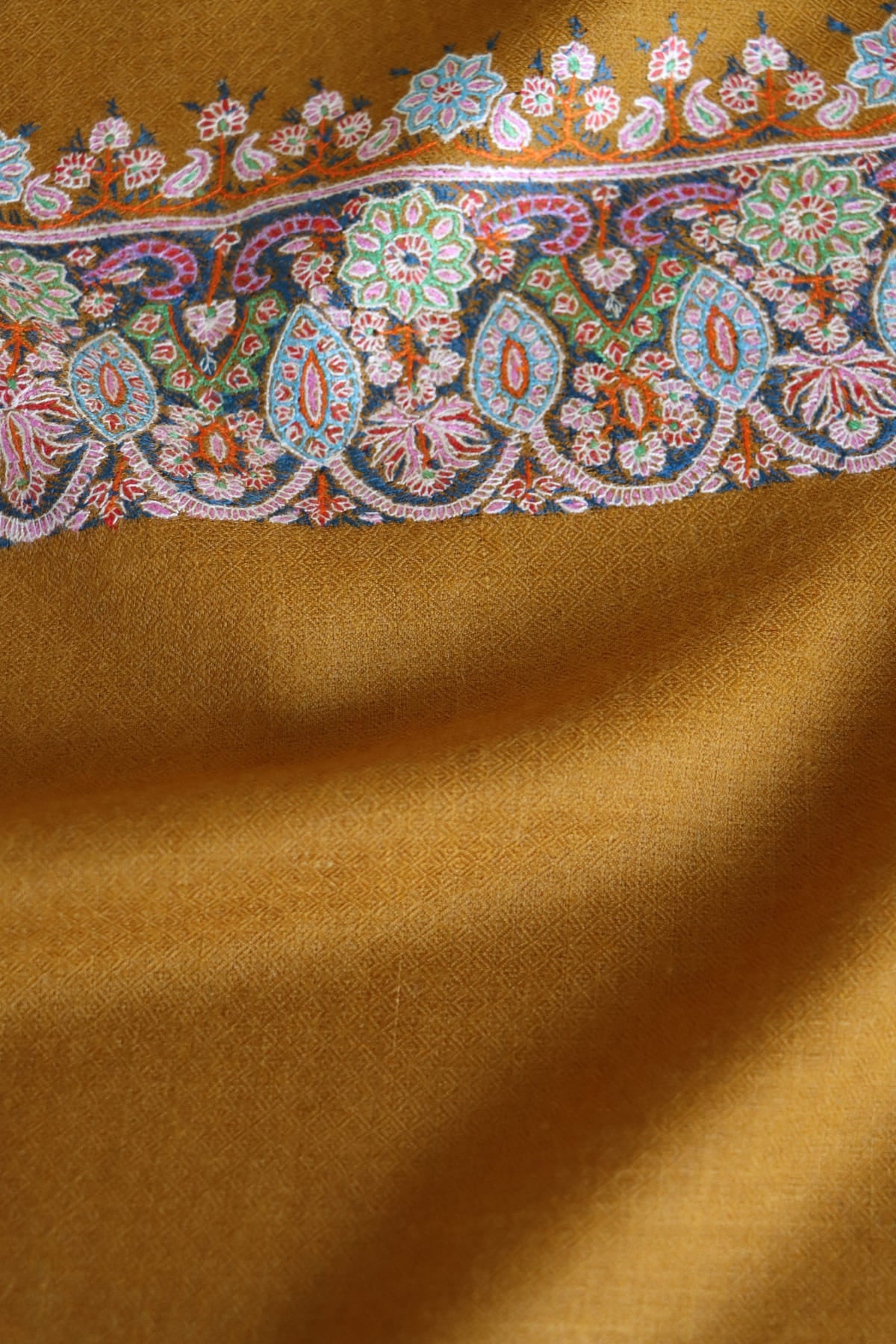 Mustard Yellow Sozni Pashmina Shawl