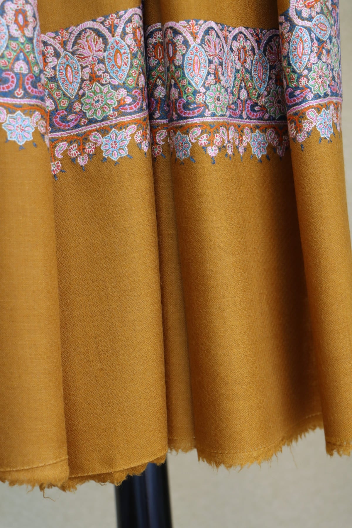 Mustard Yellow Sozni Pashmina Shawl