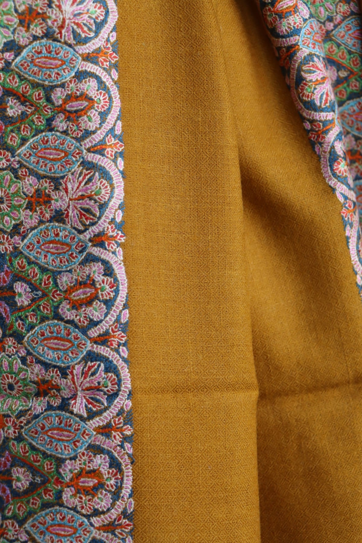 Mustard Yellow Sozni Pashmina Shawl