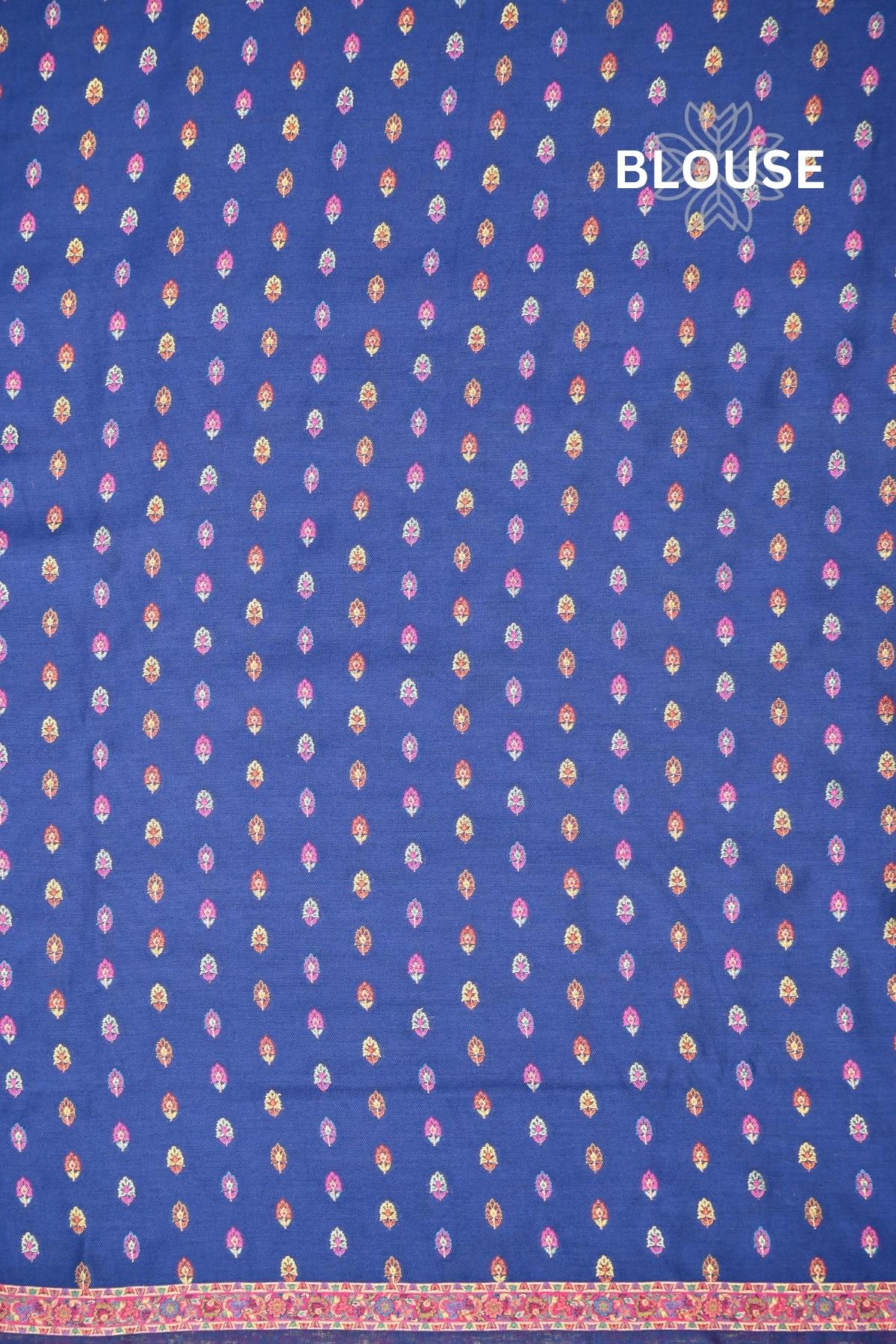 Navy Blue Kani Silk Saree