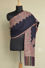 Navy Blue Kashmiri Kani Jamawar Men Shawl
