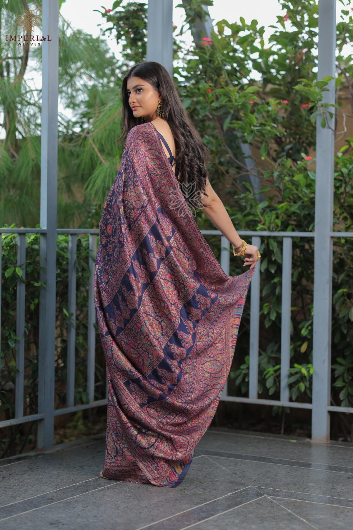 Navy blue Kani Silk Saree -I mperial Weaves