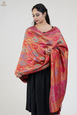 Orange Kani Silk Jamawar Dupatta - Imperial Weaves