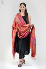 Orange Kani Silk Jamawar Dupatta - Imperial Weaves