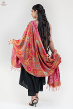 Orange Kani Silk Jamawar Dupatta - Imperial Weaves