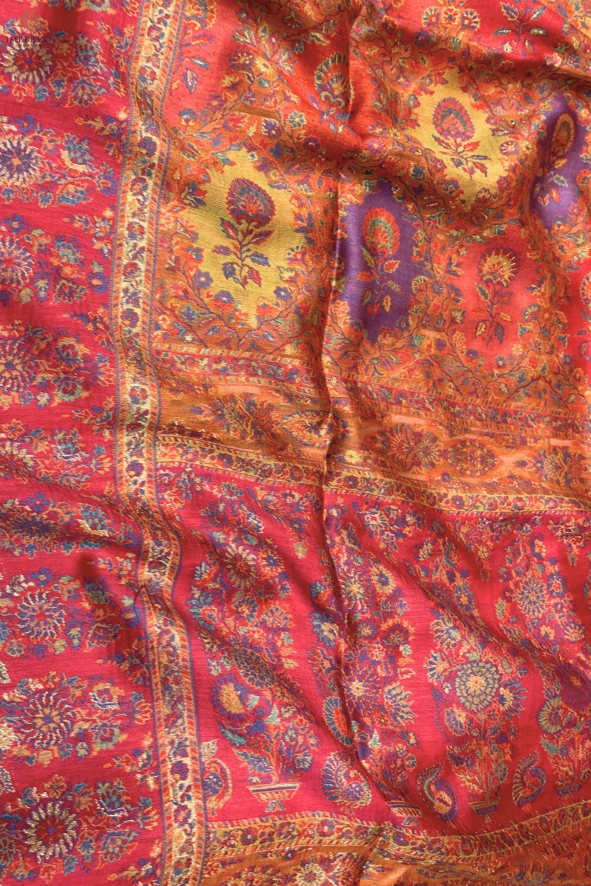Orange Kani Silk Jamawar Dupatta - Imperial Weaves