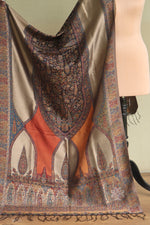 Kashmiri Kani Silk scarf with intricate patterns